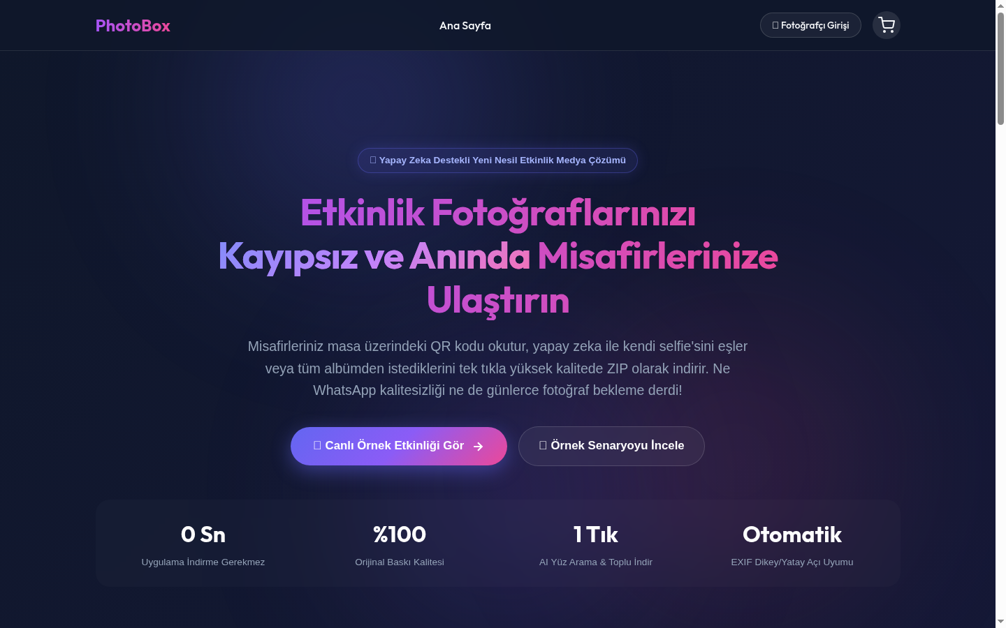 PhotoBox Canlı Etkinlik Arayüzü
